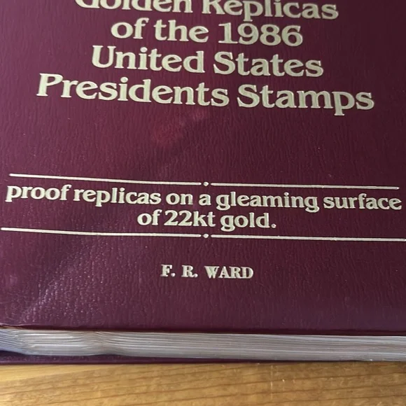 Vintage Golden Replicas of 1986 US Presidents Stamps Album - Picture 7 of 9